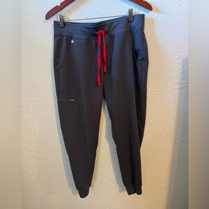 Figs Zamora Gray Red Jogger Scrub Bottoms Like New Size M